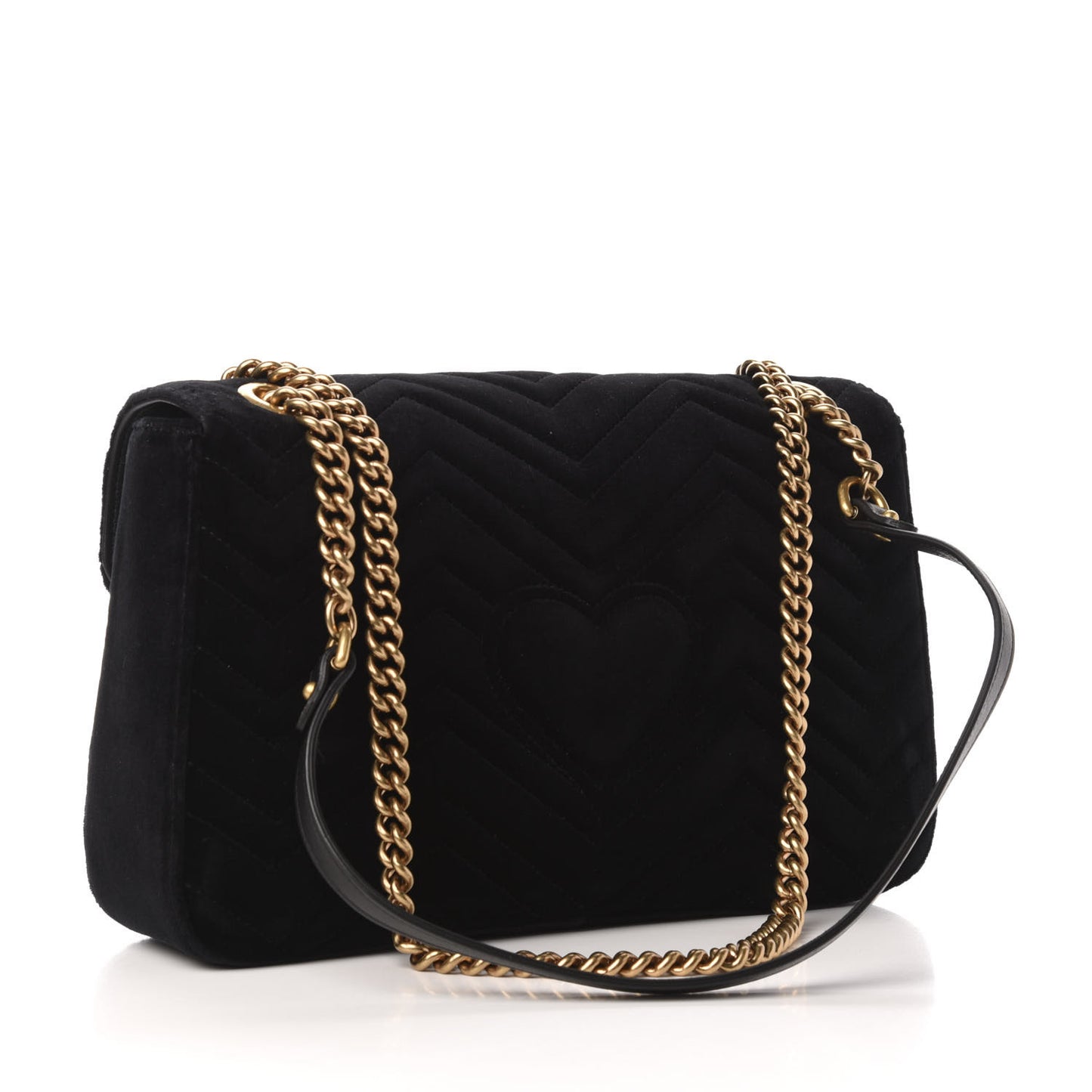 Velvet Matelasse Loved Embroidered Medium GG Marmont Shoulder Bag Black