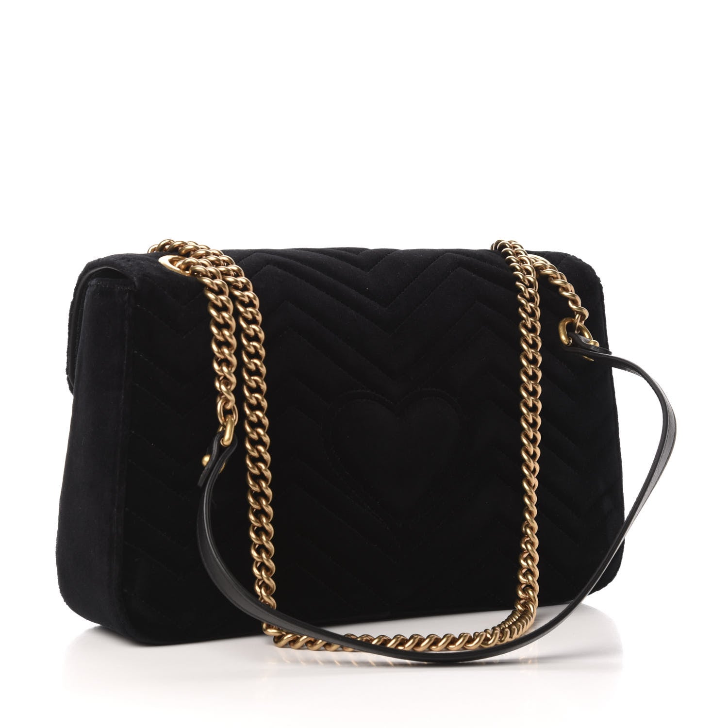 Gucci Velvet Matelasse Loved Embroidered Medium GG Marmont Shoulder Bag Black 3 of 11