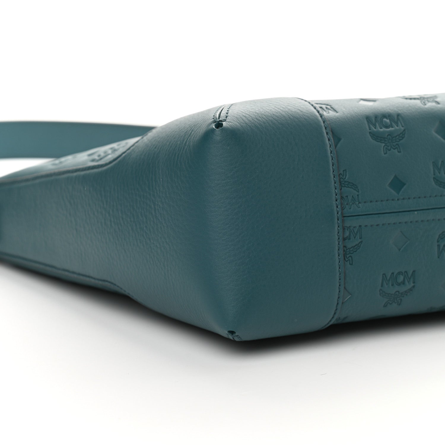 MCM Calfskin Ottomar Monogram Medium Klara Hobo Blue 9 of 10