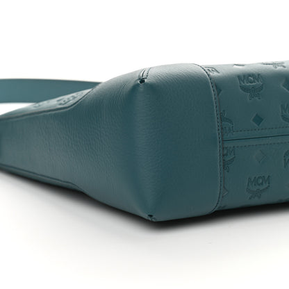 MCM Calfskin Ottomar Monogram Medium Klara Hobo Blue 9 of 10