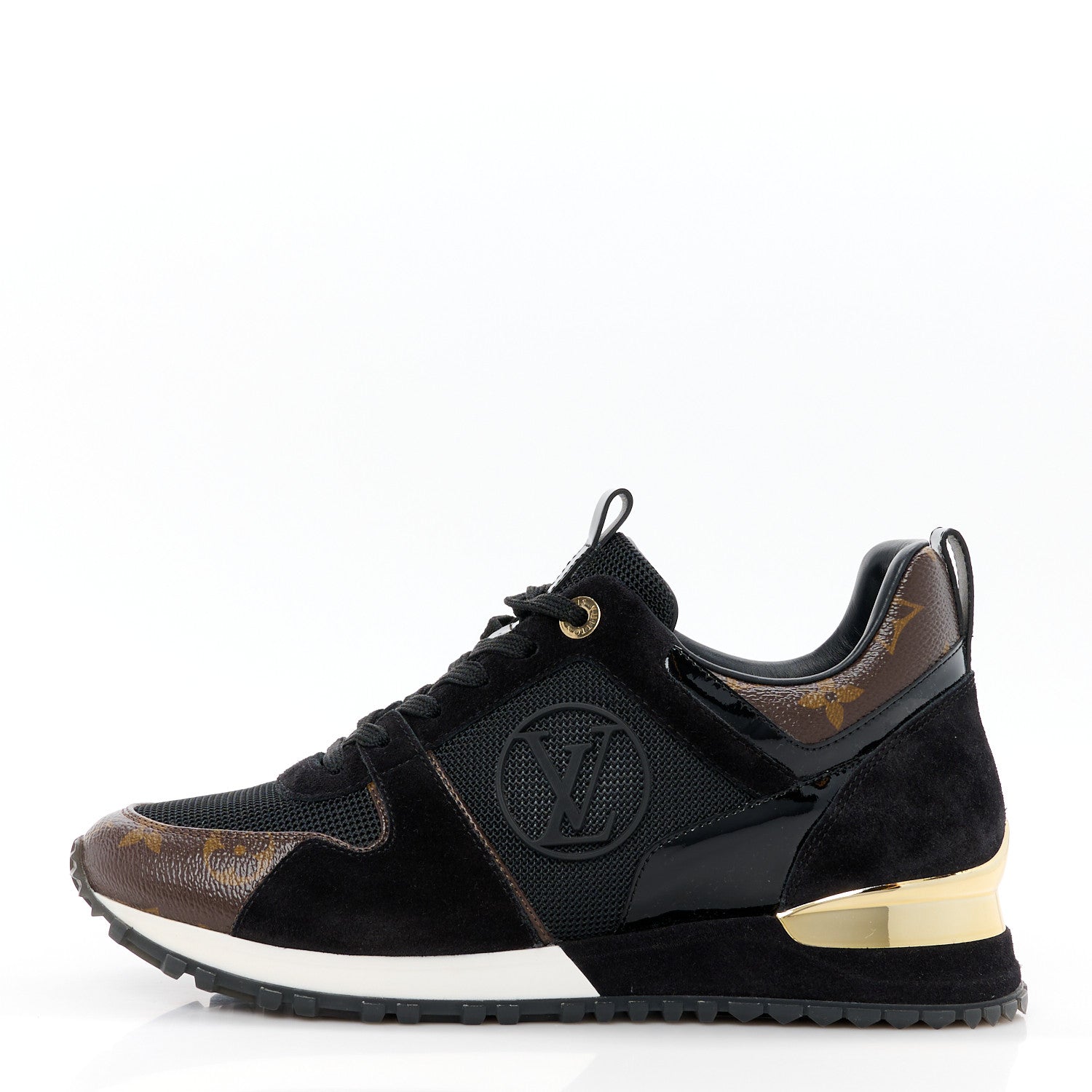 Louis Vuitton Suede Monogram Run Away Sneakers 38 Black 1 of 9