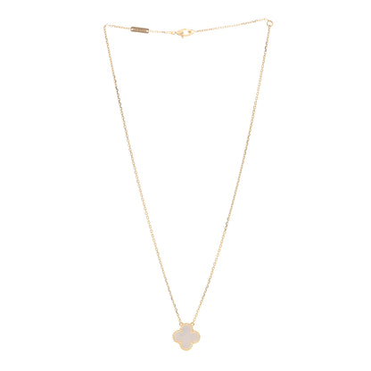 Van Cleef & Arpels 18K Yellow Gold Mother of Pearl Vintage Alhambra Pendant Necklace 3 of 5
