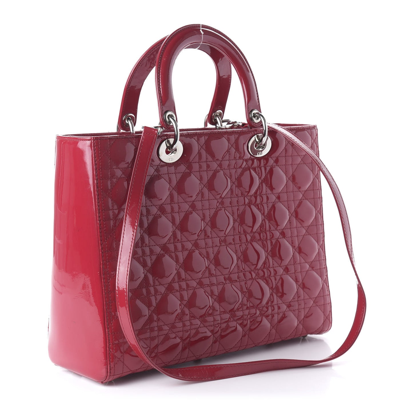 Patent Cannage Large Lady Dior Red