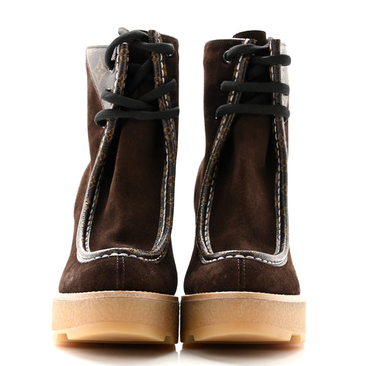 Suede Monogram Beaubourg Ankle Boots 38.5 Marron