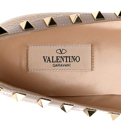 Valentino Garavani Metallic Pebbled Calfskin Rockstud Ballerina Flats 38 Sasso Poudre 6 of 7