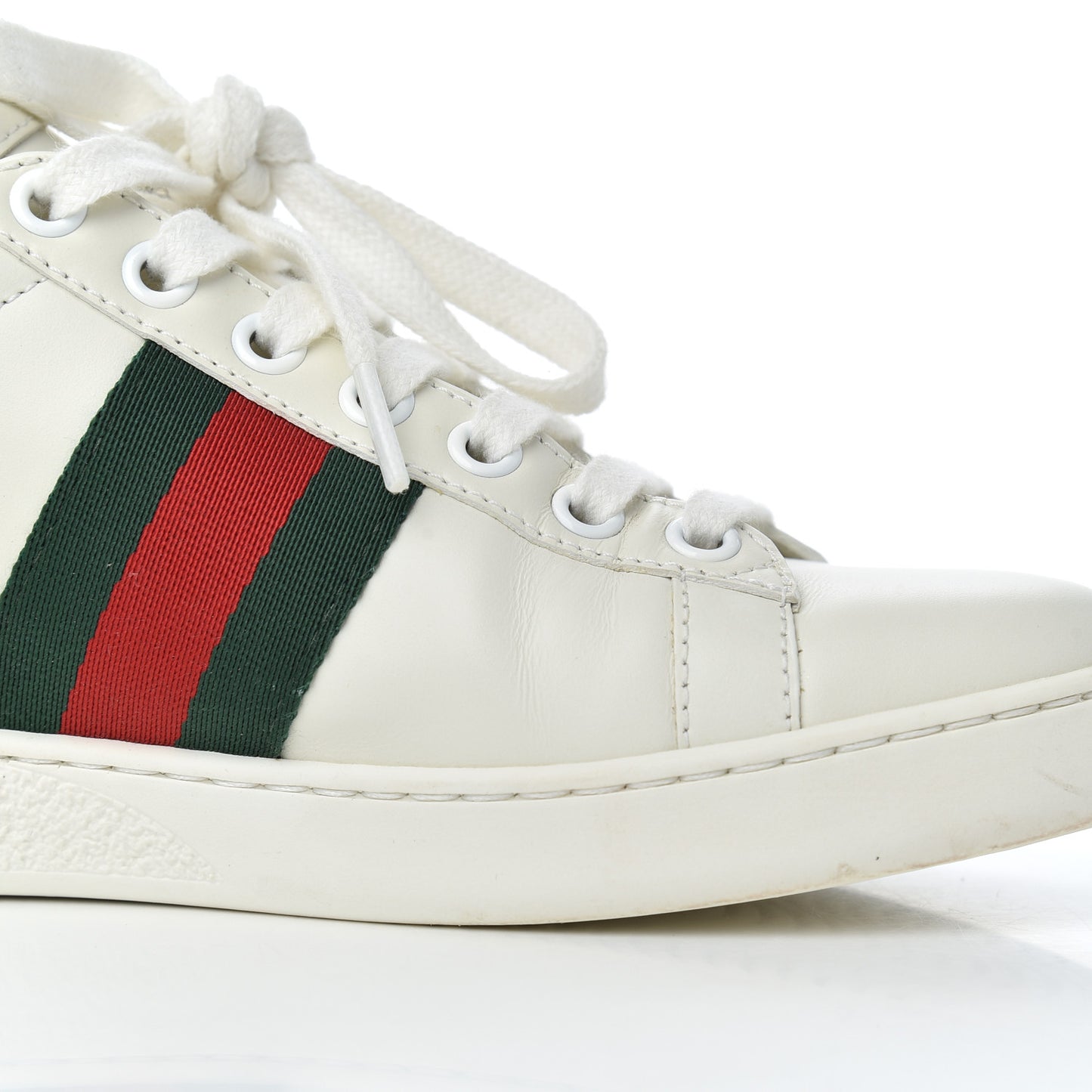 Calfskin Ayers Bee Embroidered Womens Ace Sneakers 35 White Green