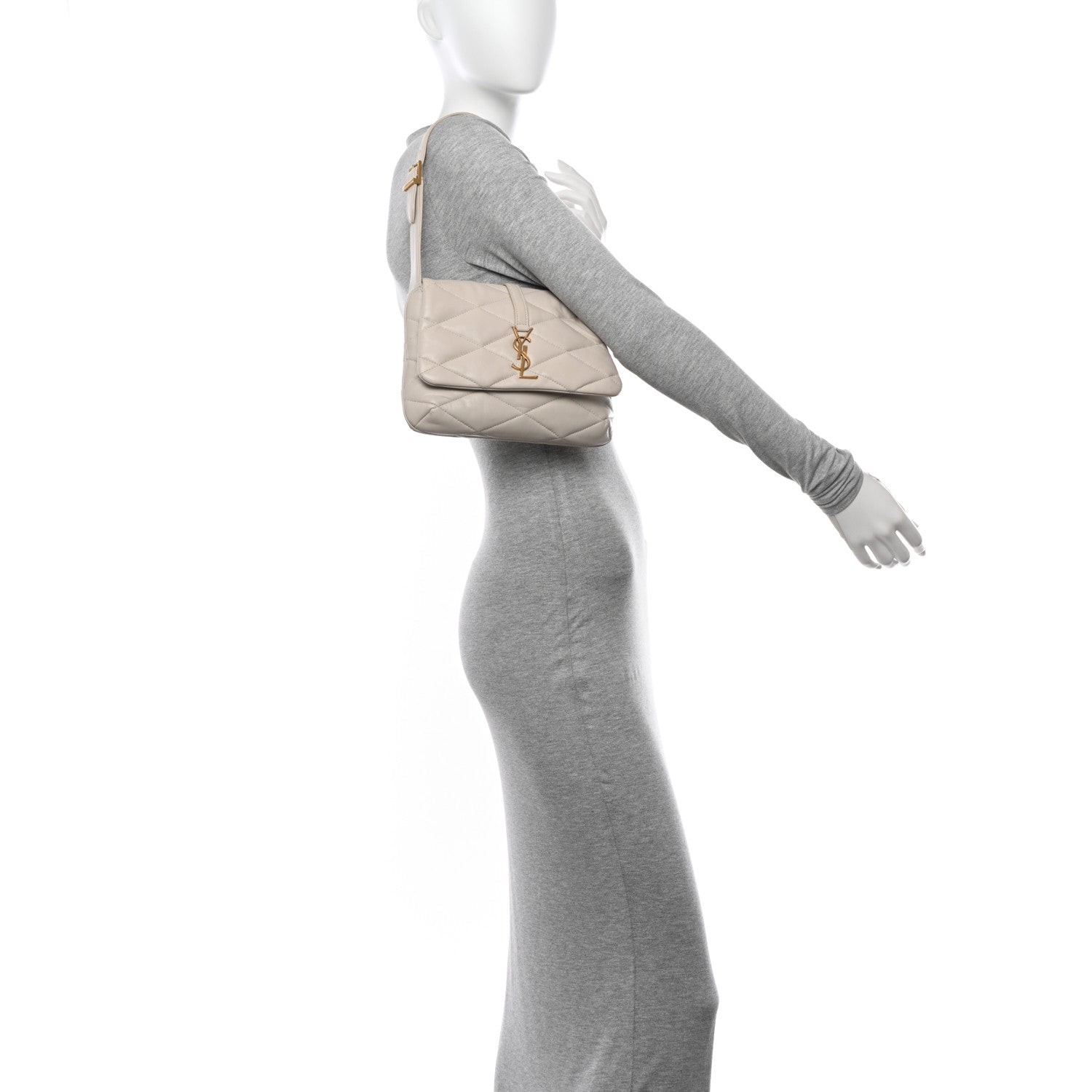 Saint Laurent Lambskin Quilted Le 57 Diamond Shoulder Bag Crema Soft 3 of 13