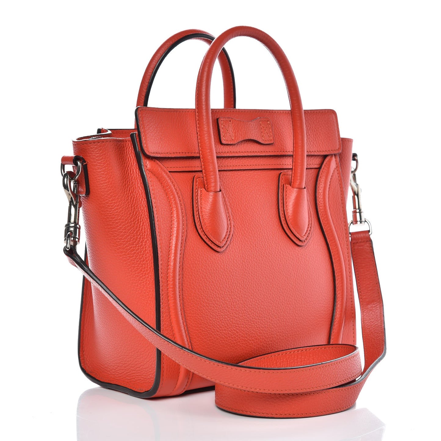 Drummed Calfskin Nano Luggage Vermillion