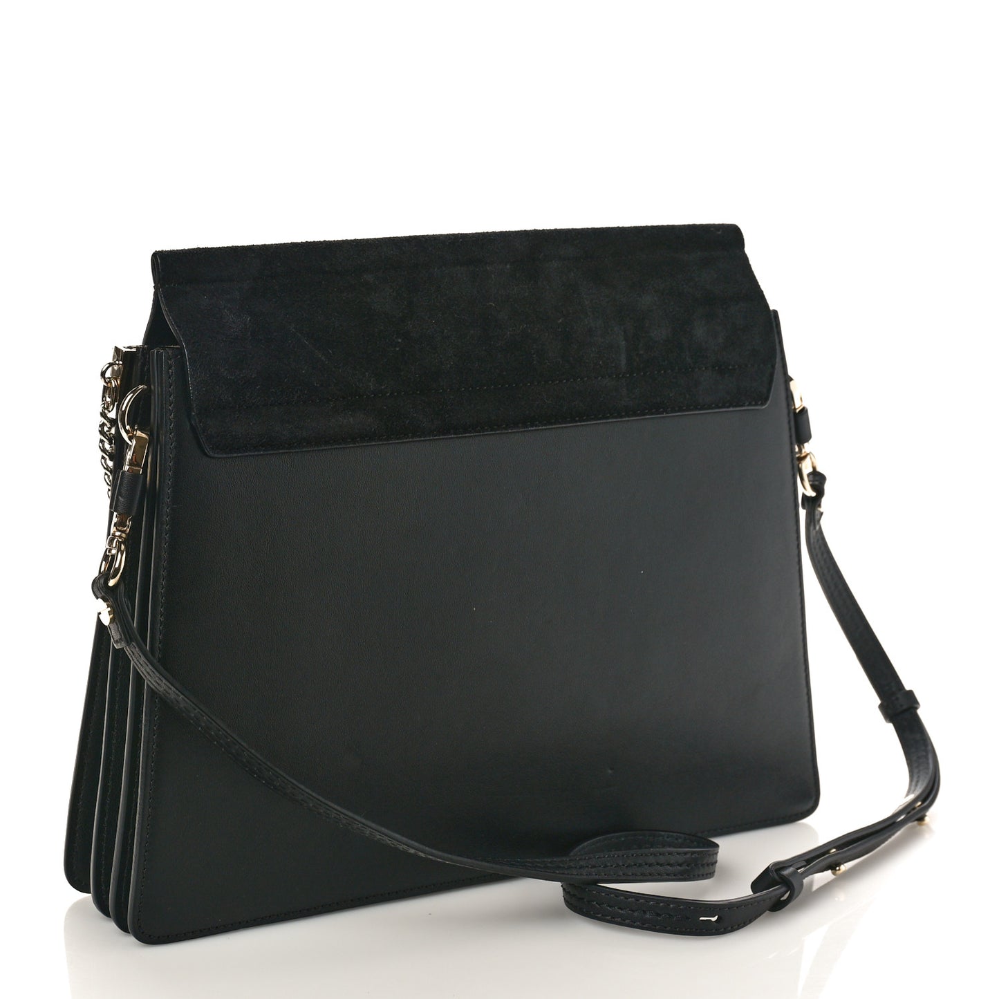 Suede Calfskin Medium Faye Shoulder Bag Black