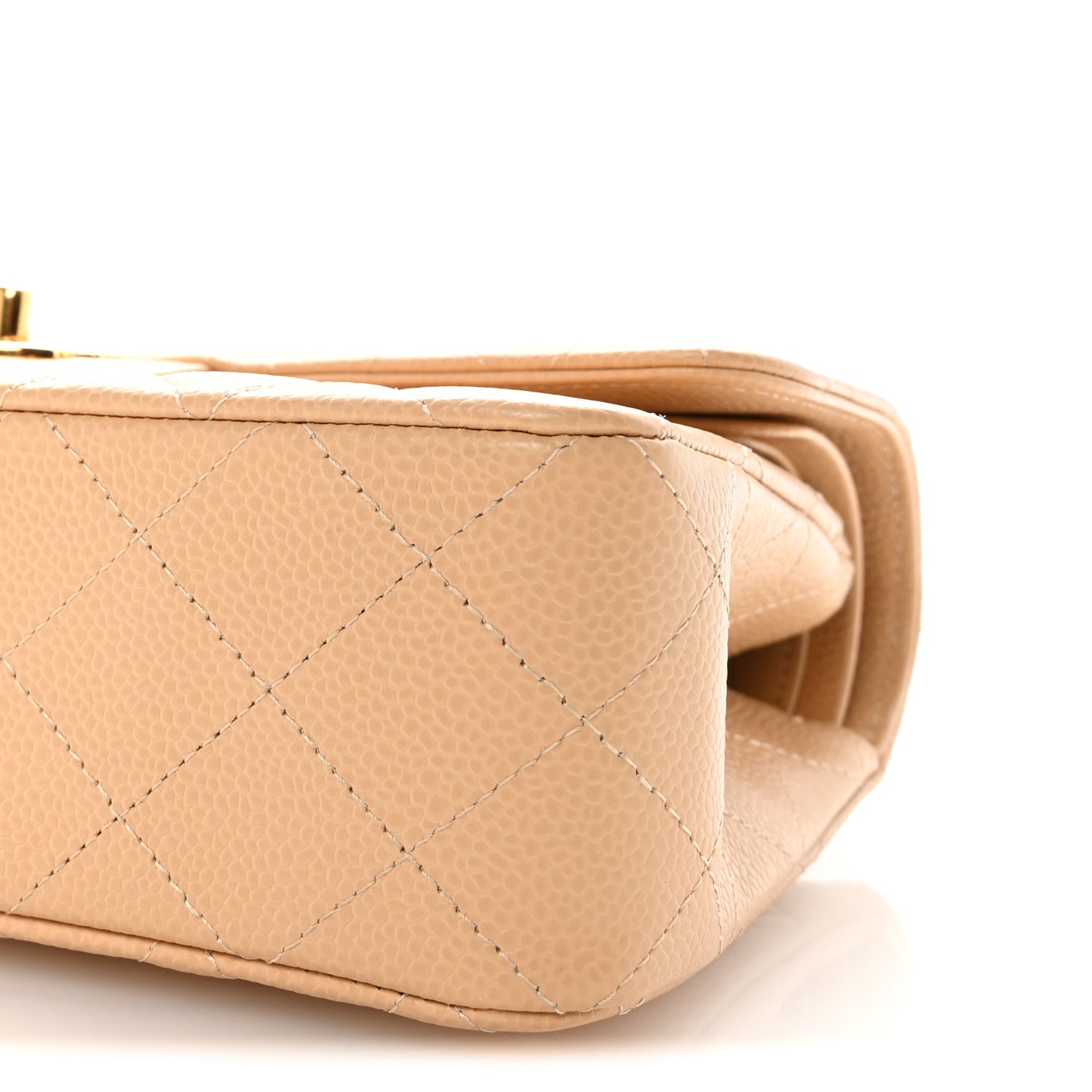 Caviar Quilted Small Double Flap Beige