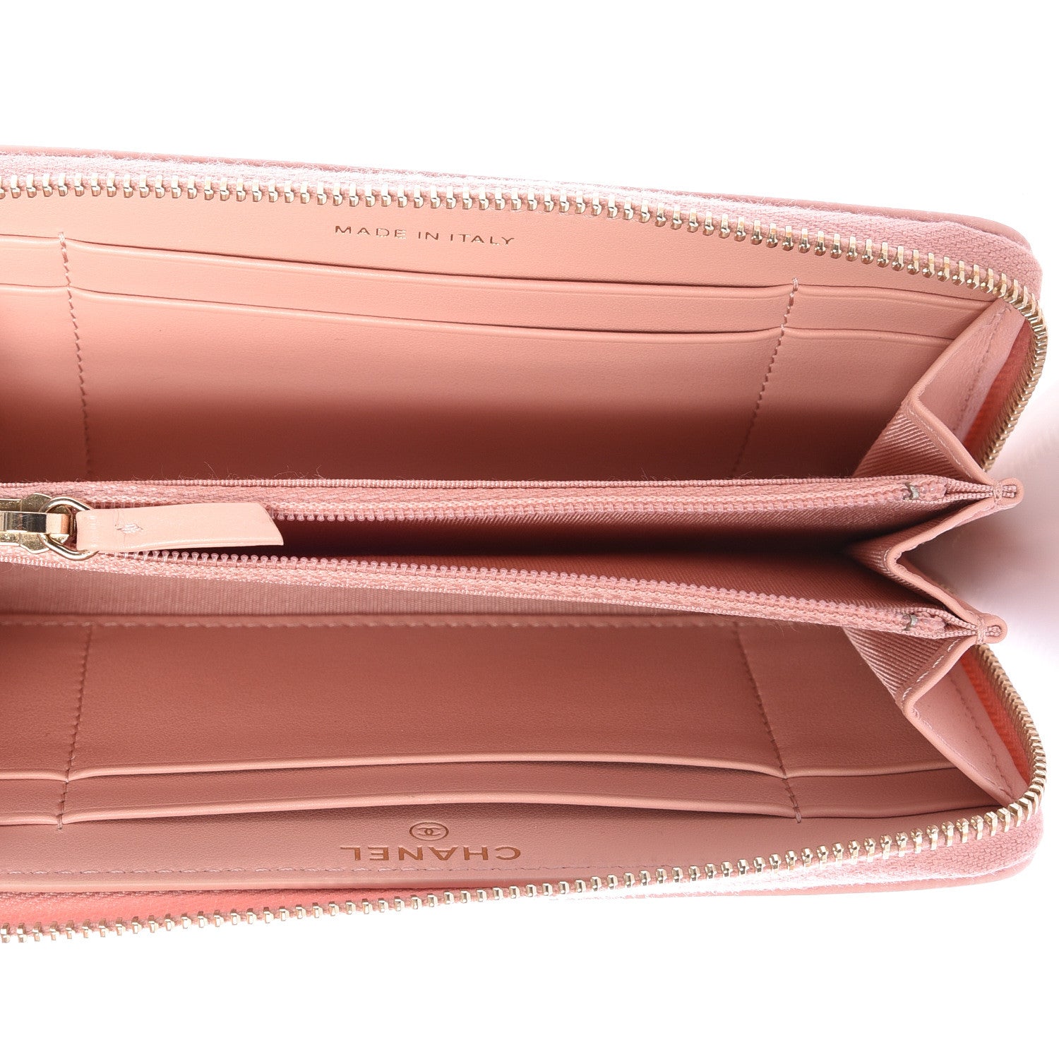 Chanel Caviar Camellia Embossed Small Zip Around Wallet Pink 4 of 11