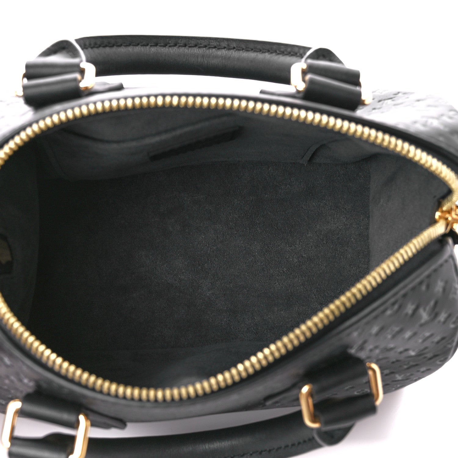 Louis Vuitton Calfskin Nanogram Embossed Speedy 20 Black 5 of 9