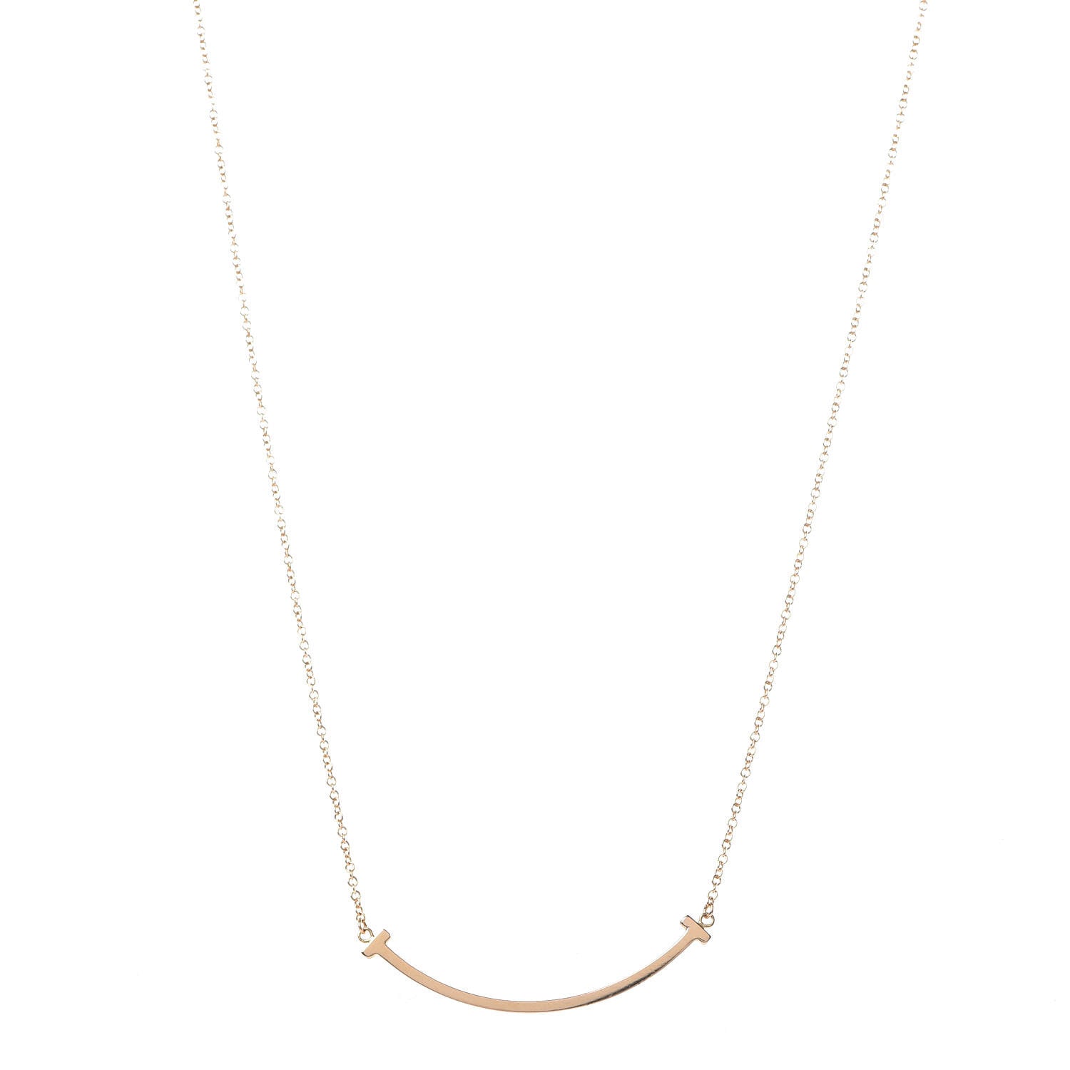 Tiffany 18K Rose Gold Small T Smile Pendant Necklace 1 of 6
