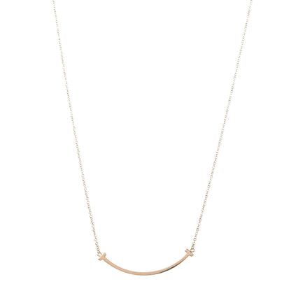Tiffany 18K Rose Gold Small T Smile Pendant Necklace 1 of 6