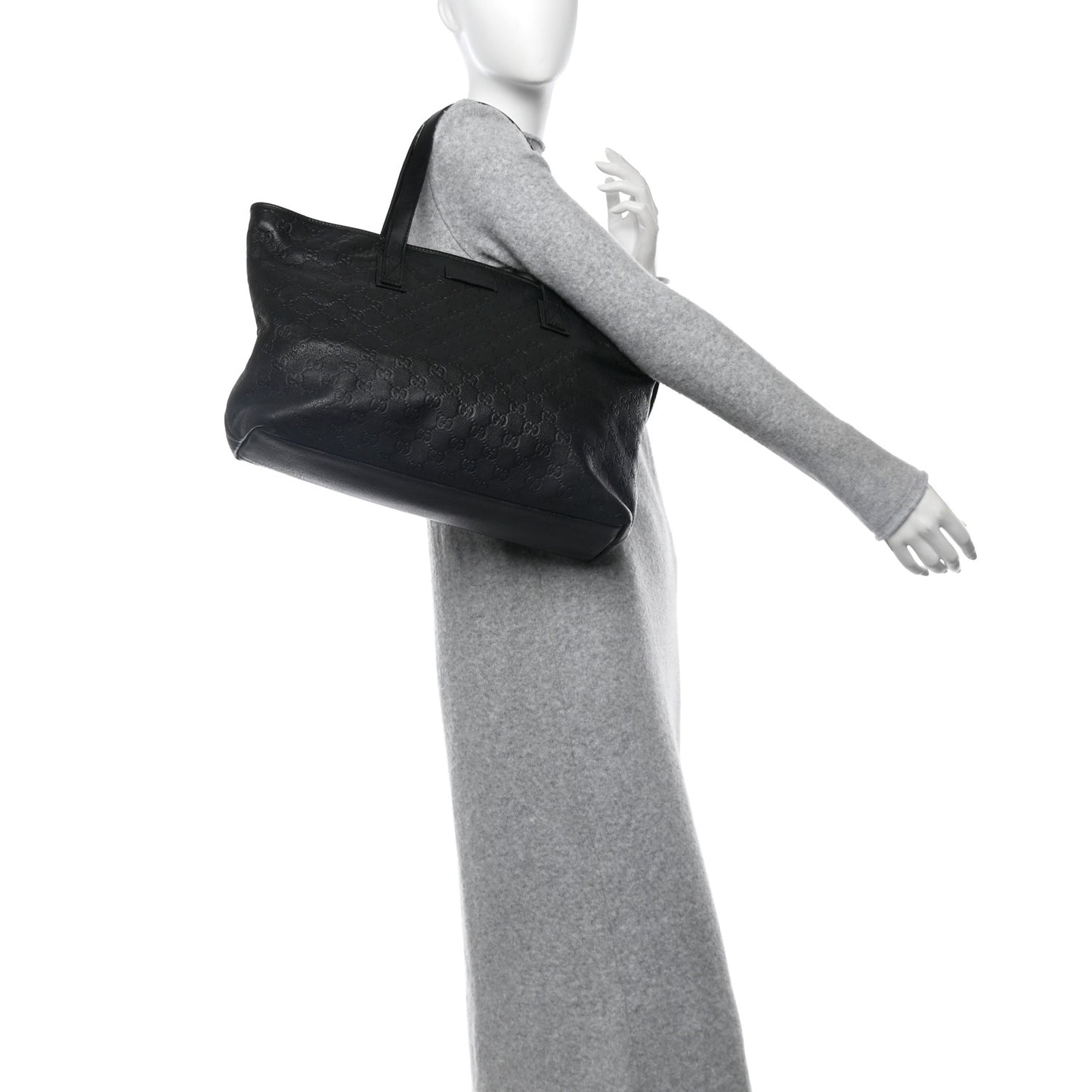 Guccissima Medium Zippered Shopping Tote Black