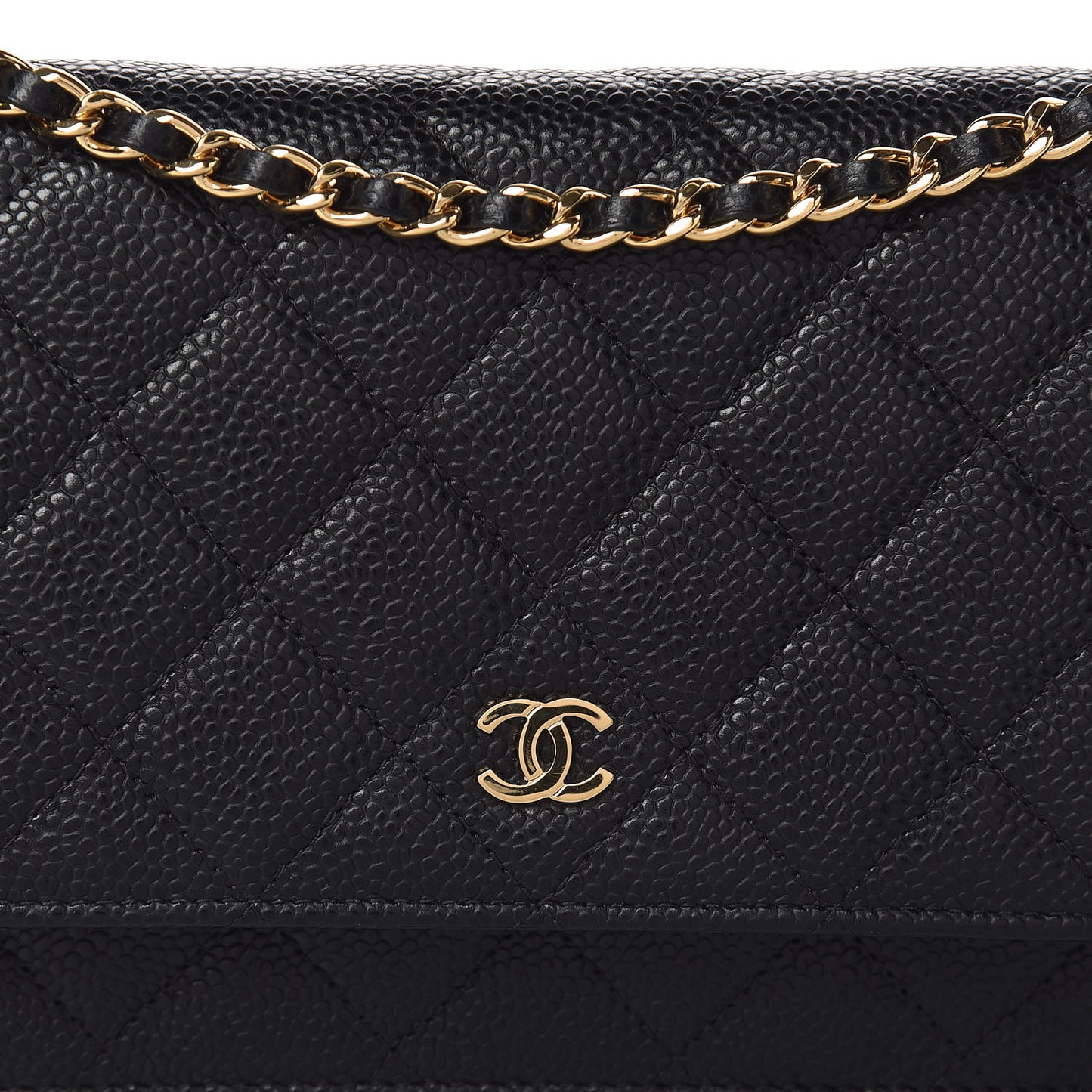 Caviar Quilted Wallet On Chain WOC Black