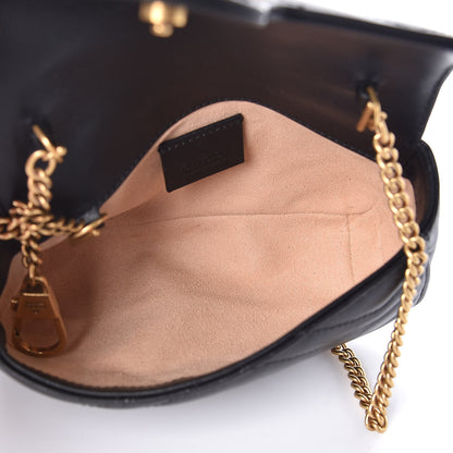 Gucci Calfskin Matelasse Super Mini GG Marmont Shoulder Bag Black 5 of 10