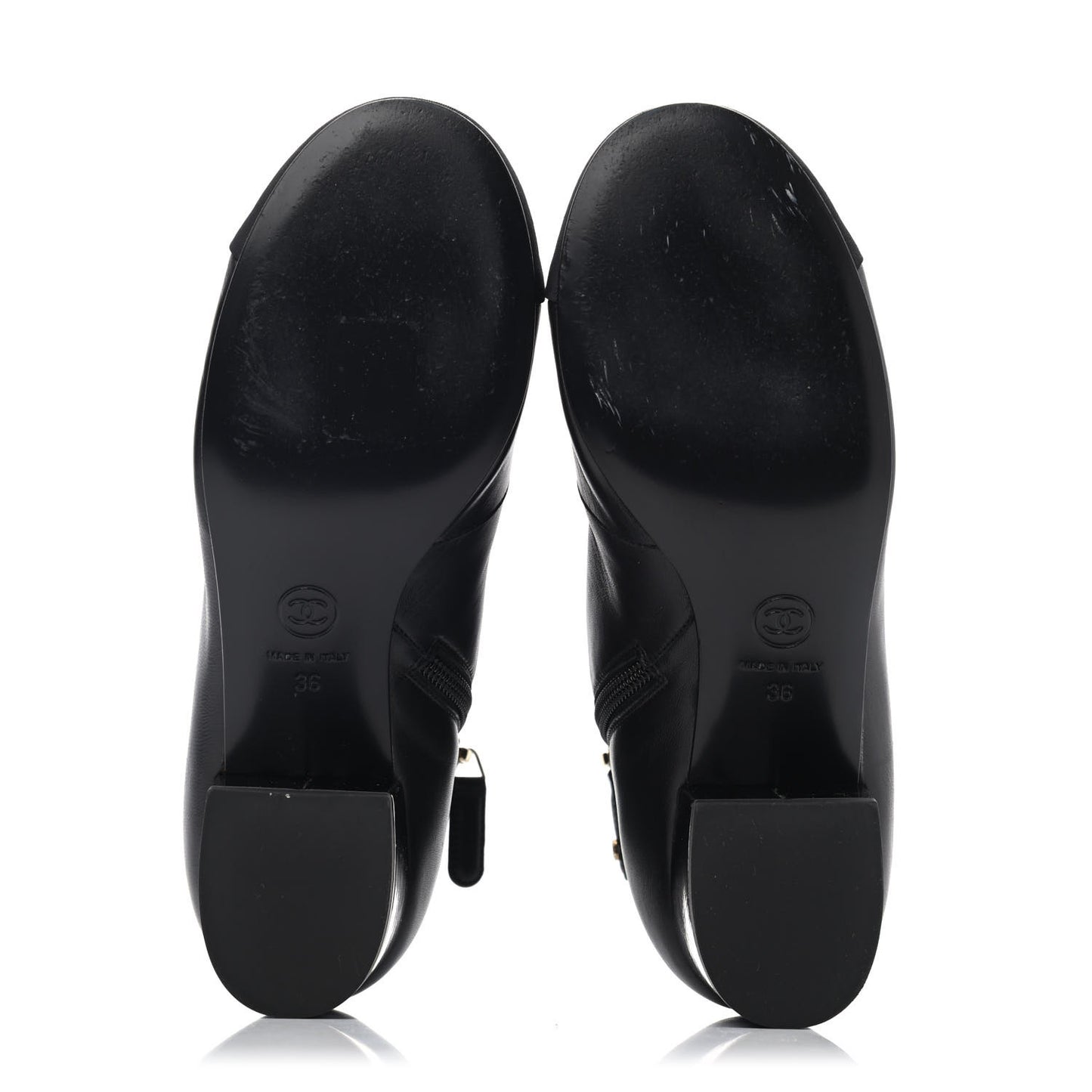 Lambskin Grosgrain Pearl Cap Toe Short Boots 36 Black