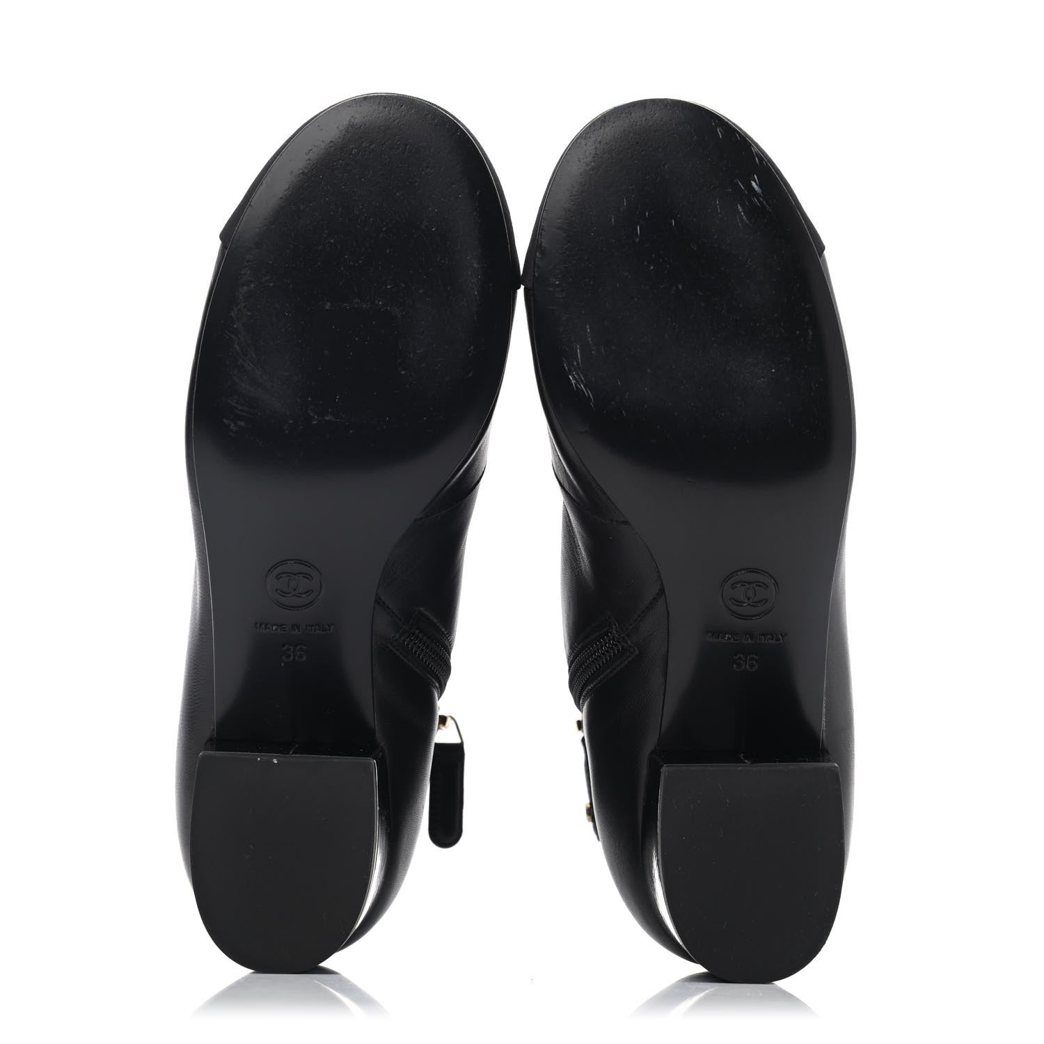 Chanel Lambskin Grosgrain Pearl Cap Toe Short Boots 36 Black 4 of 4