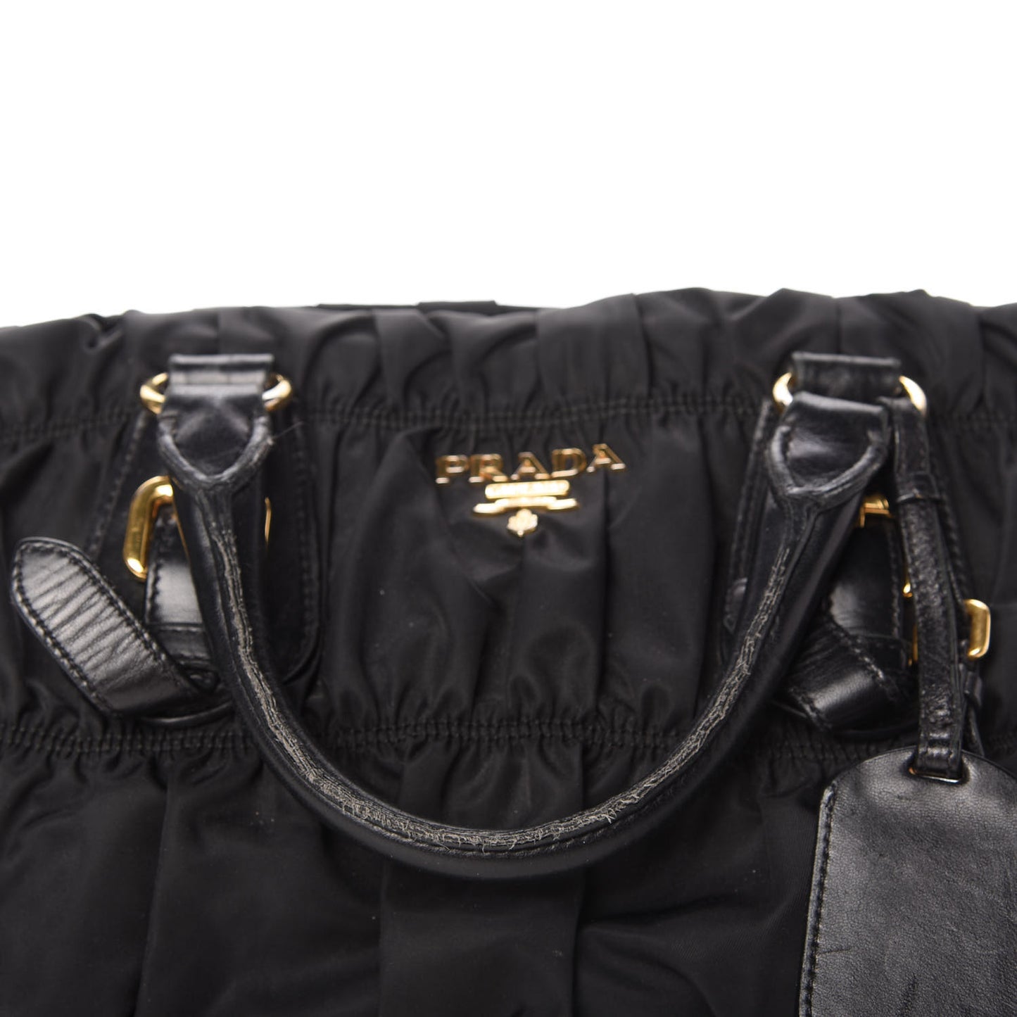 Tessuto Nylon Gaufre Shopping Satchel Black
