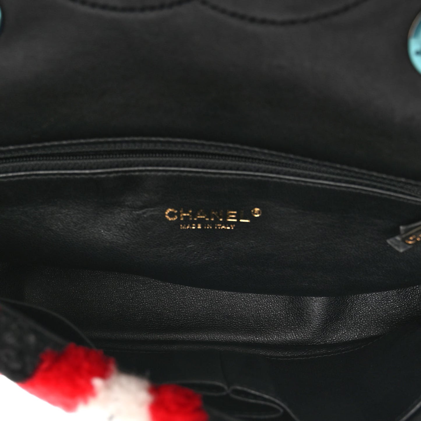 Lambskin Shearling Medium Flap Red Black