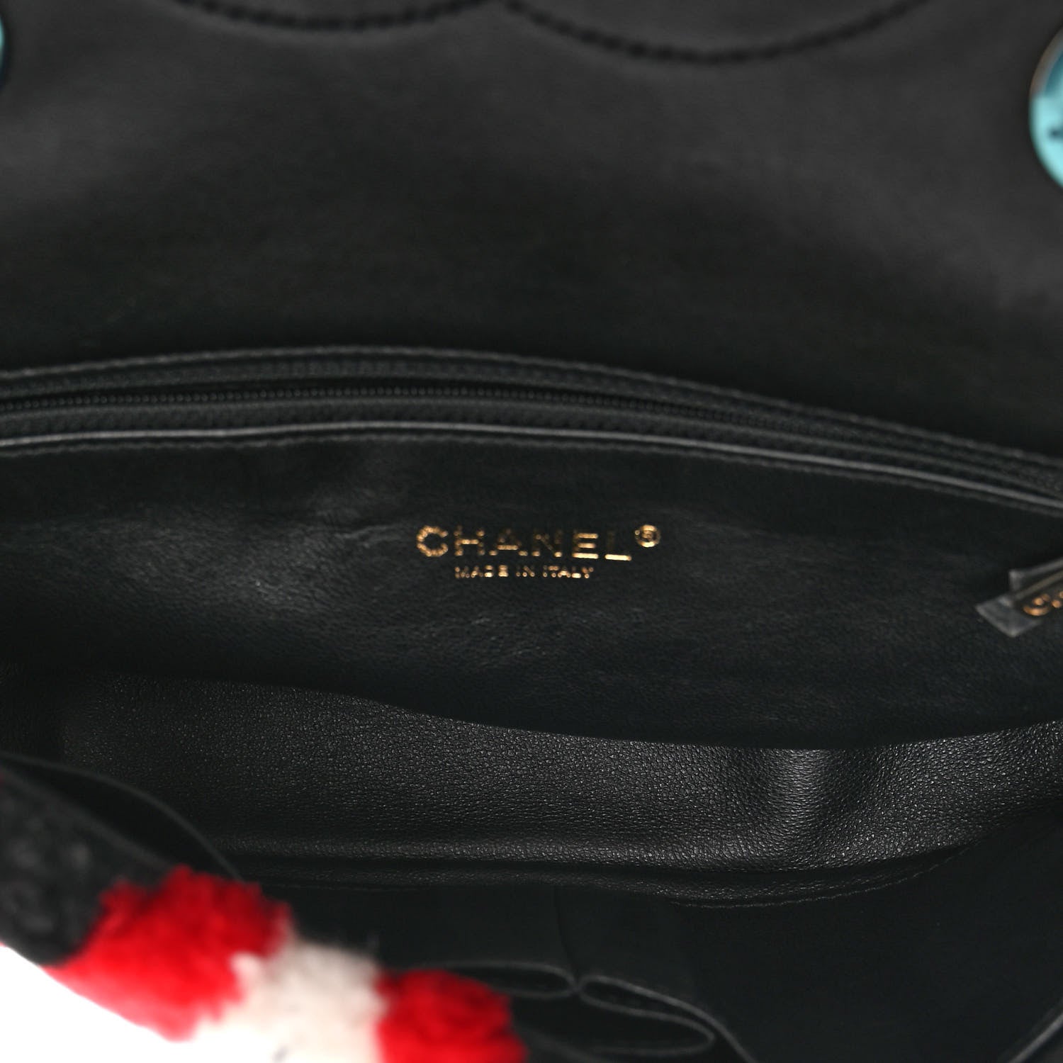 Chanel Lambskin Shearling Medium Flap Red Black 5 of 9