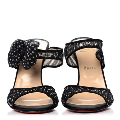 Christian Louboutin Crepe Satin Chiffon Miss Chief Bow 100 Pumps 39 Black 2 of 8