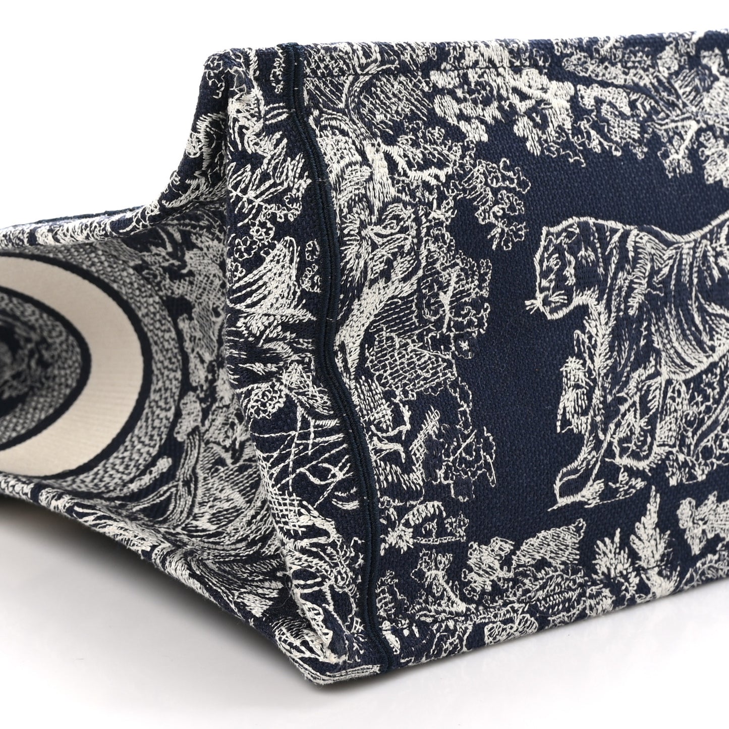 Canvas Embroidered Large Dioriviera Toile De Jouy Reverse Book Tote Blue