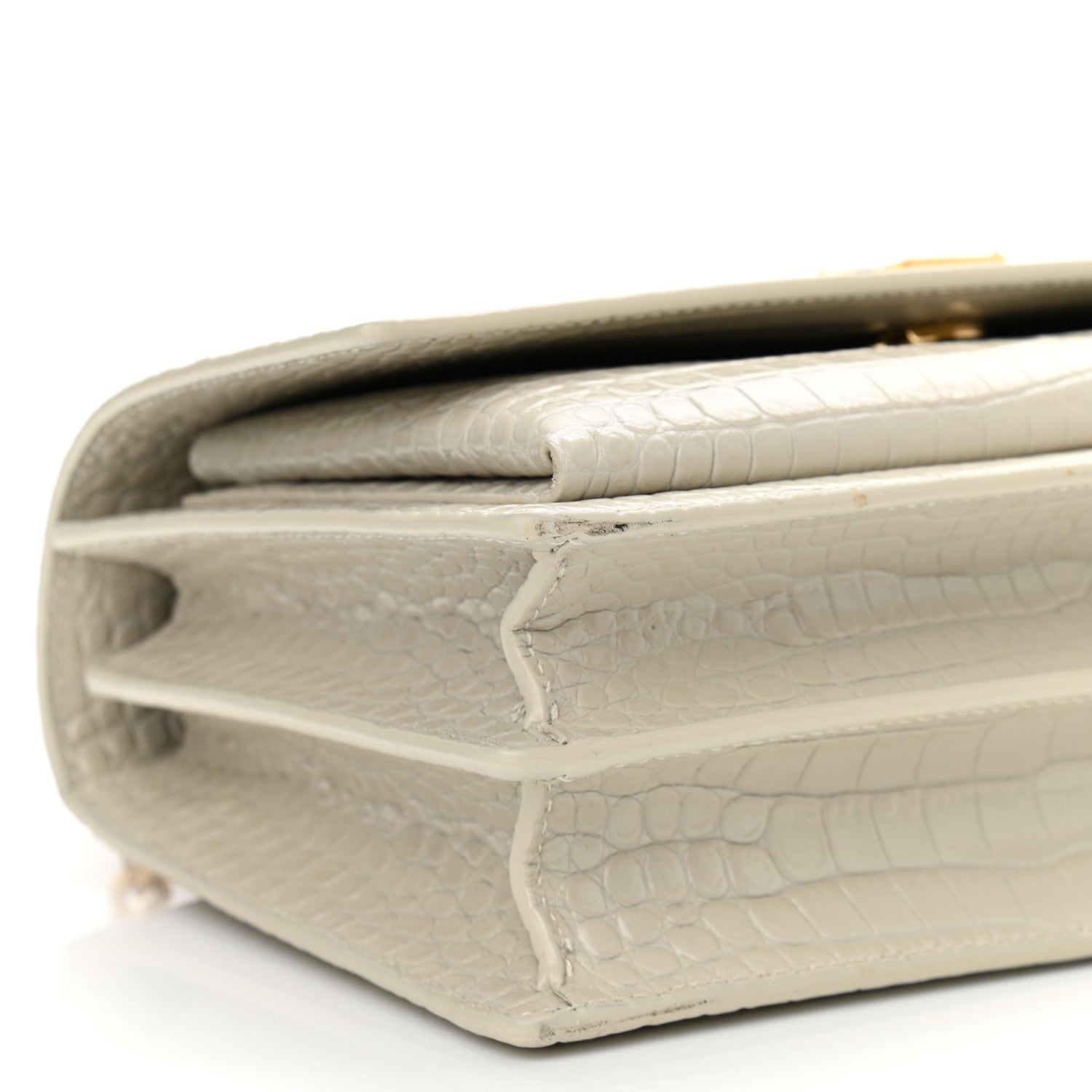 Saint Laurent Calfskin Crocodile Embossed Medium Monogram Sunset Blanc Vintage 10 of 11