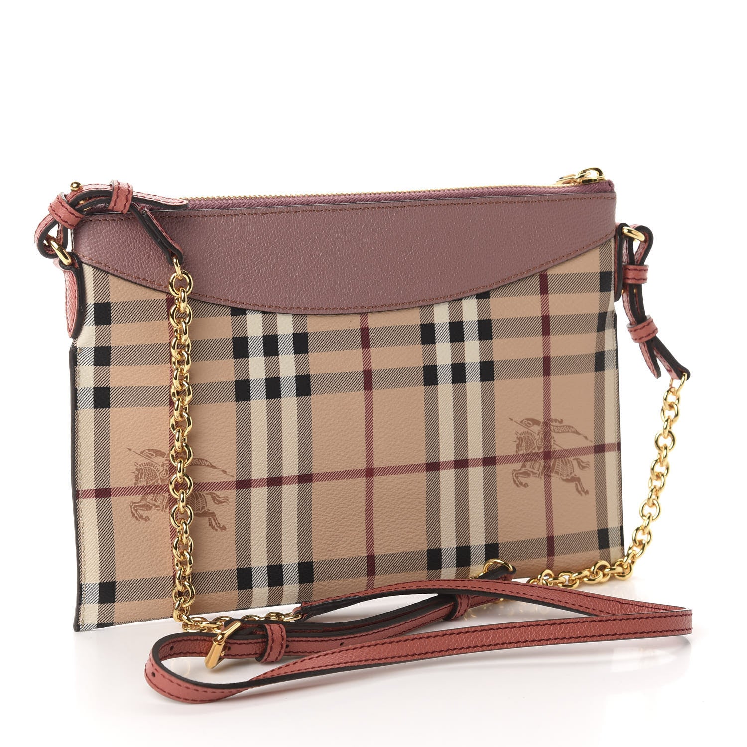 Burberry Haymarket Check Peyton Crossbody Clutch Bag Dusty Pink 3 of 11