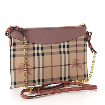 Burberry Haymarket Check Peyton Crossbody Clutch Bag Dusty Pink 3 of 11