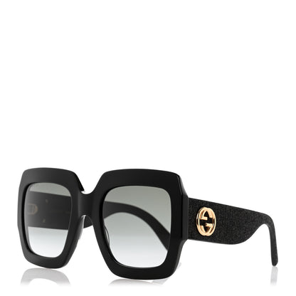 Gucci Square Frame Glitter GG0102S Sunglasses Black 1 of 8