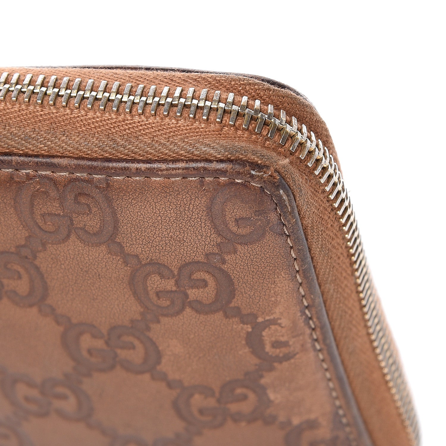 Gucci Metallic Guccissima Twins Zip Around Organizer Wallet Bronze 24 of 25