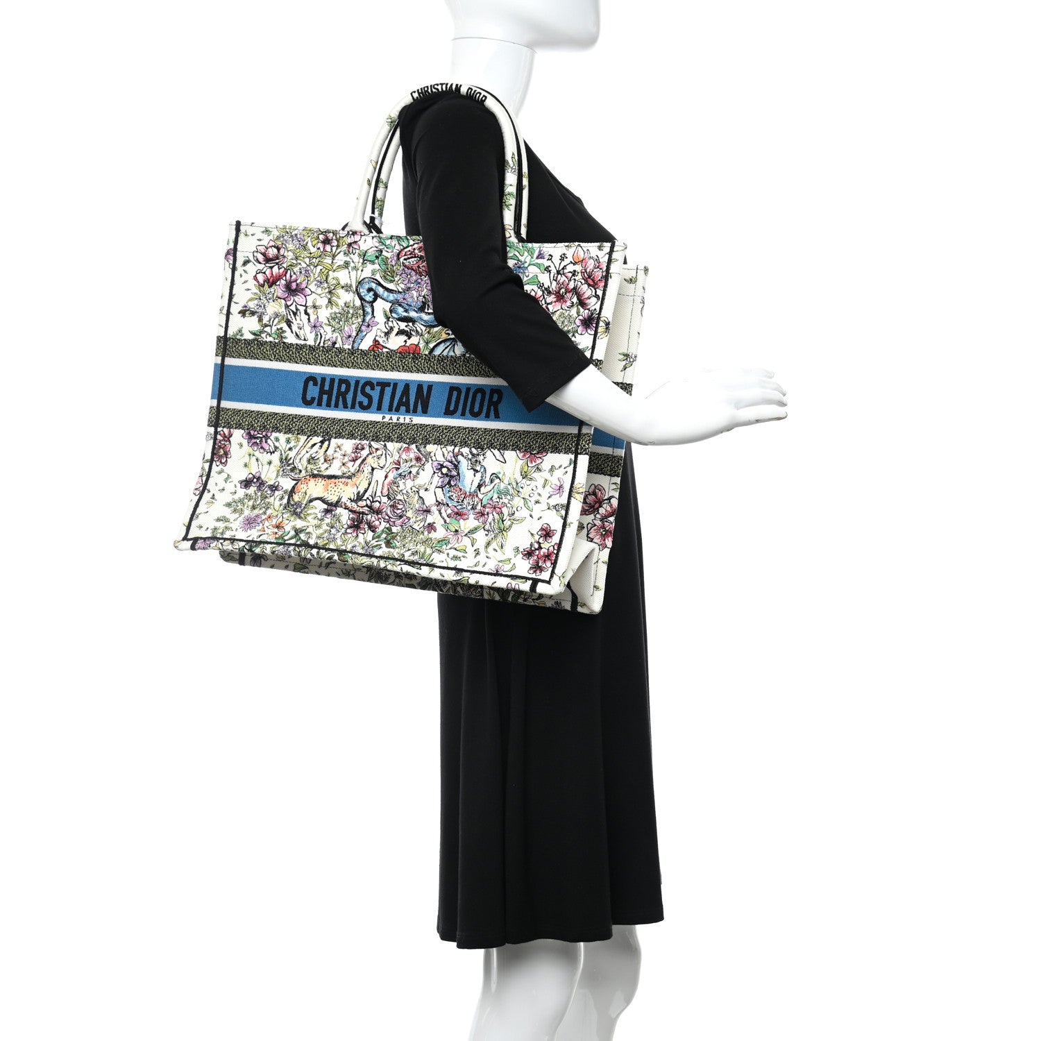 Christian Dior Canvas Embroidered Large D-Constellation Book Tote Latte Multicolor 2 of 7
