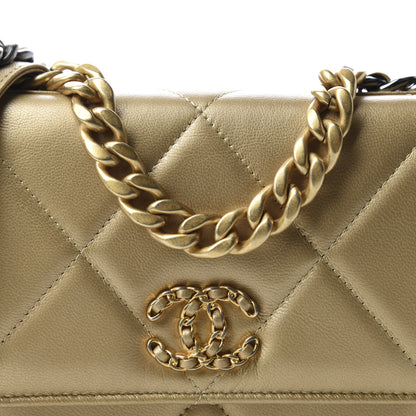 Chanel Metallic Goatskin Quilted 19 Wallet On Chain WOC Gold 14 of 15