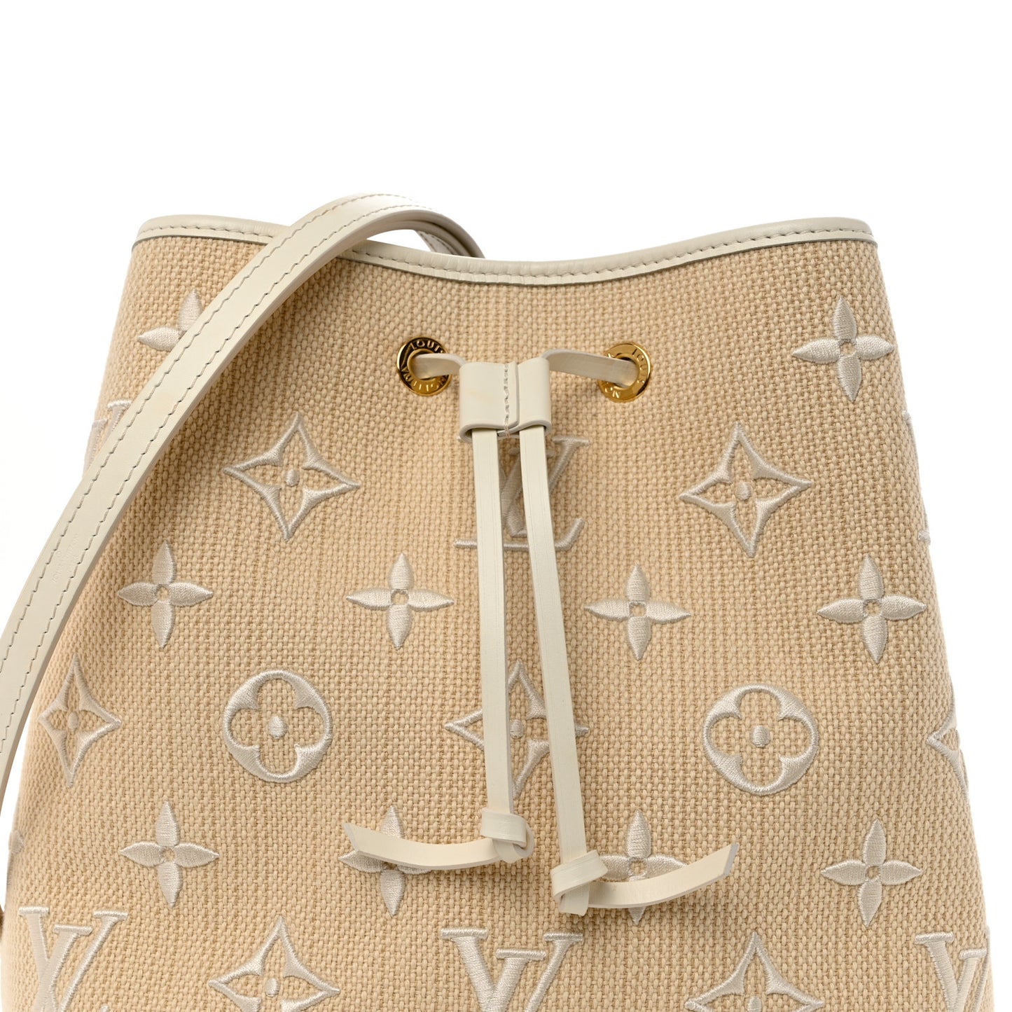 Cotton Monogram Embroidered Neonoe MM Beige White