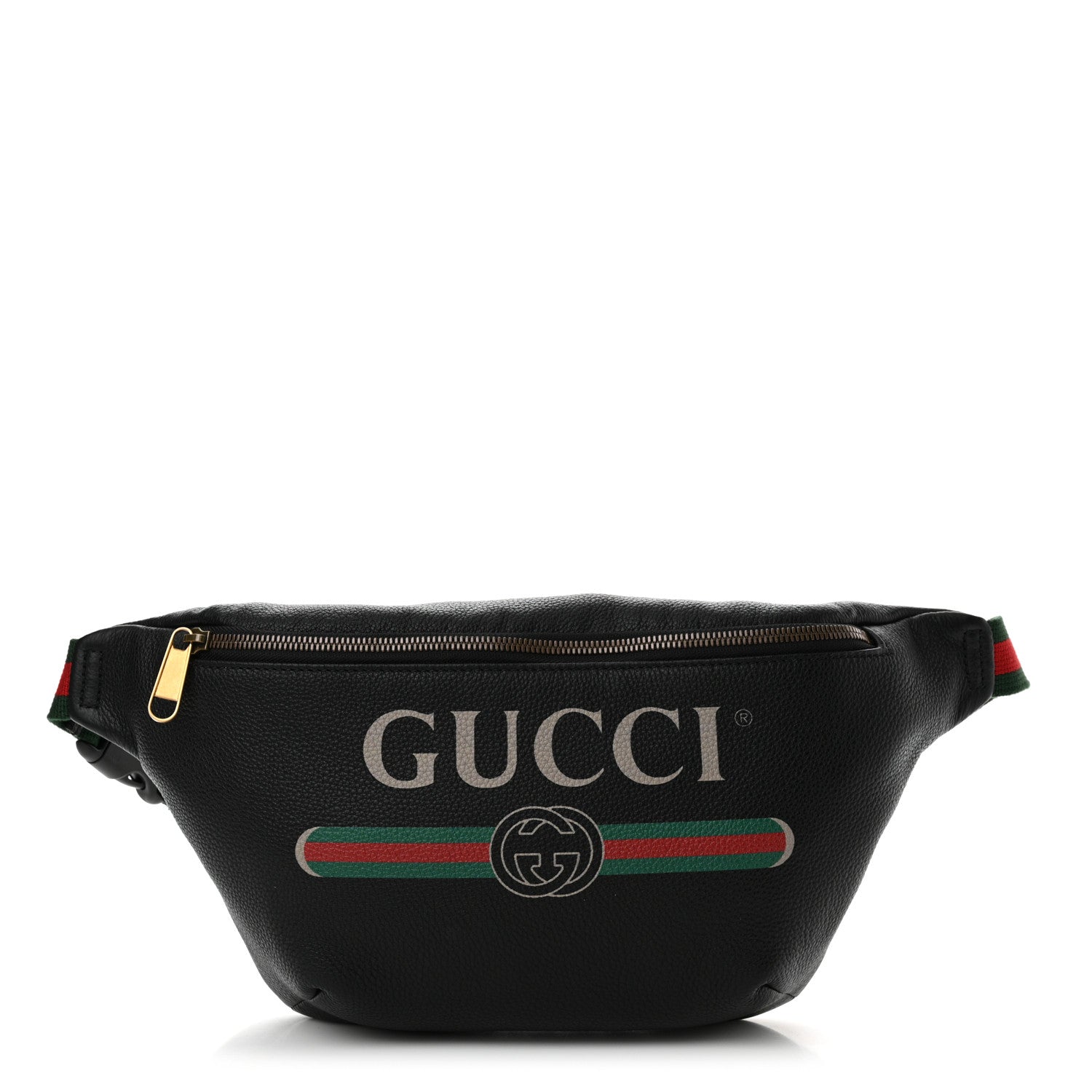 Gucci Grained Calfskin Logo Belt Bag Black 1 of 12