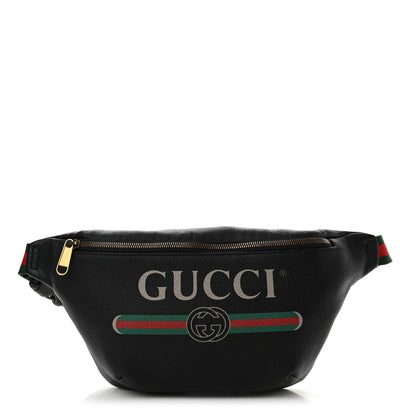 Gucci Grained Calfskin Logo Belt Bag Black 1 of 12