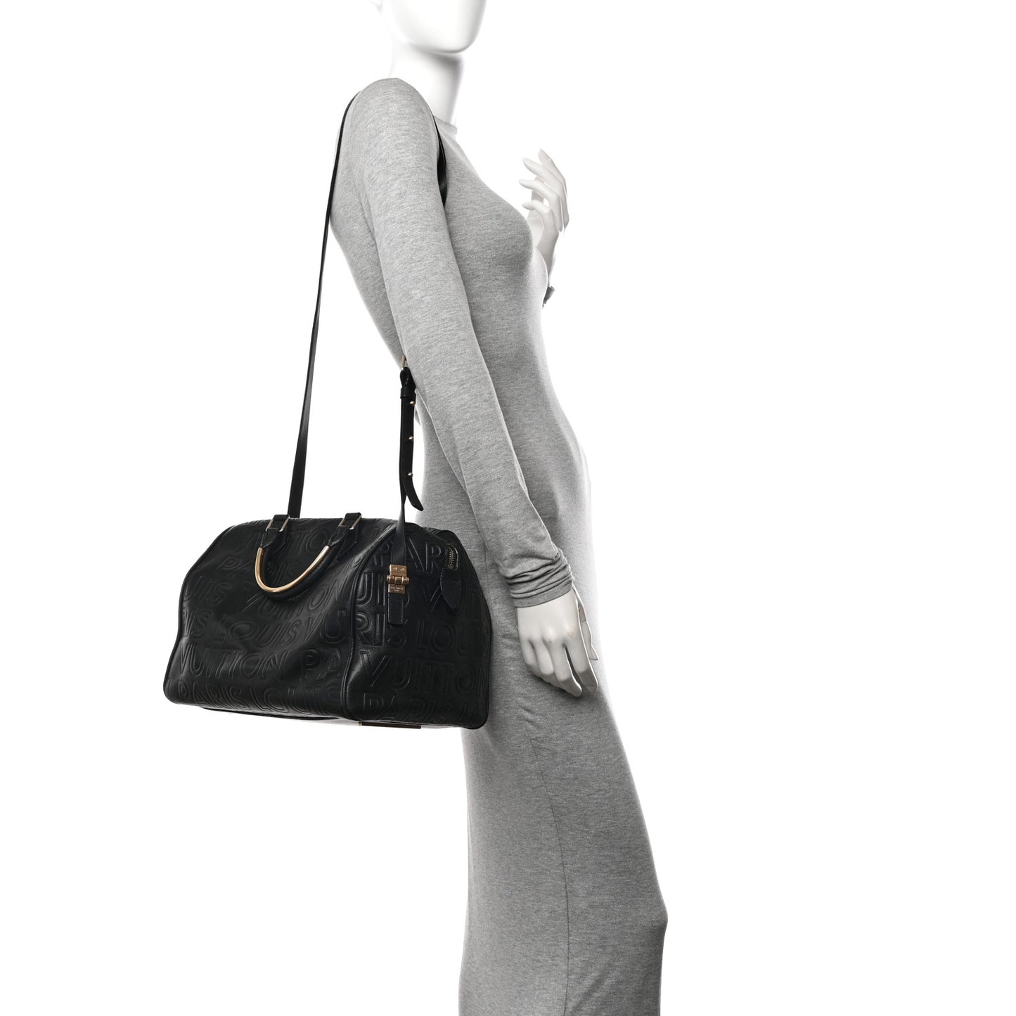 Calfskin Embossed Speedy Cube 30  Black