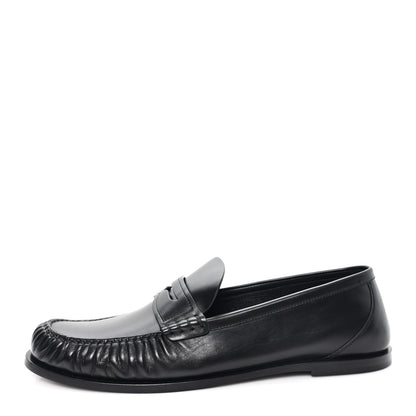Saint Laurent Calfskin Mens Laurent Penny Loafers 45 Black 1 of 10