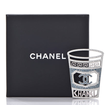 Chanel Crystal CC Greek Cup Brooch Silver Blue 5 of 5