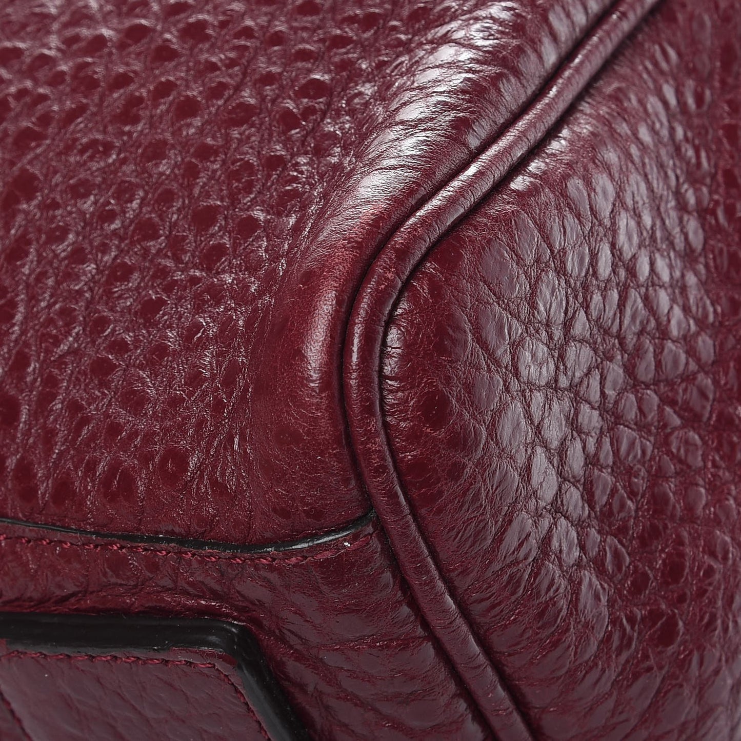 Shiny Grain Polly Push Lock Satchel Conker