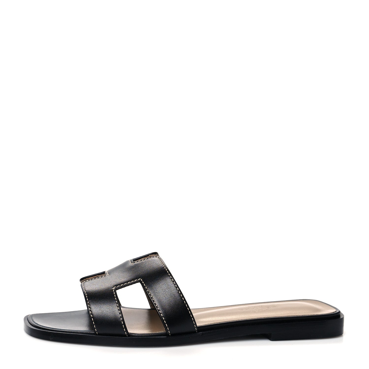 Hermes Box Calfskin Oran Sandals 36 Black 1 of 8