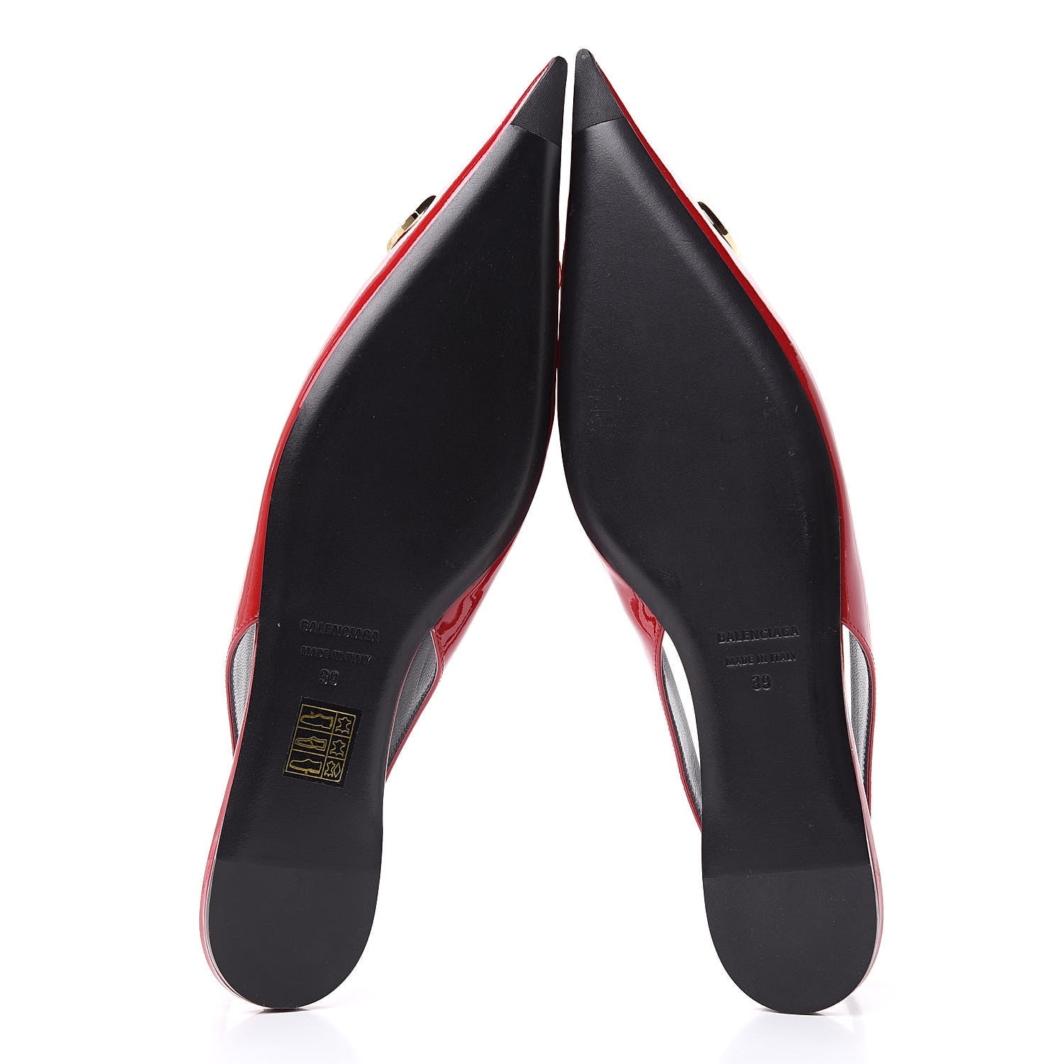 Balenciaga Patent BB Knife Pointy Toe Slingback Flats 39 Rouge Cardinal 6 of 10