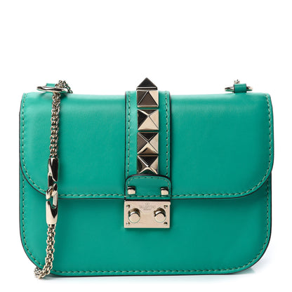 Valentino Garavani Vitello Small Glam Lock Rockstud Flap Opaline Green 1 of 11