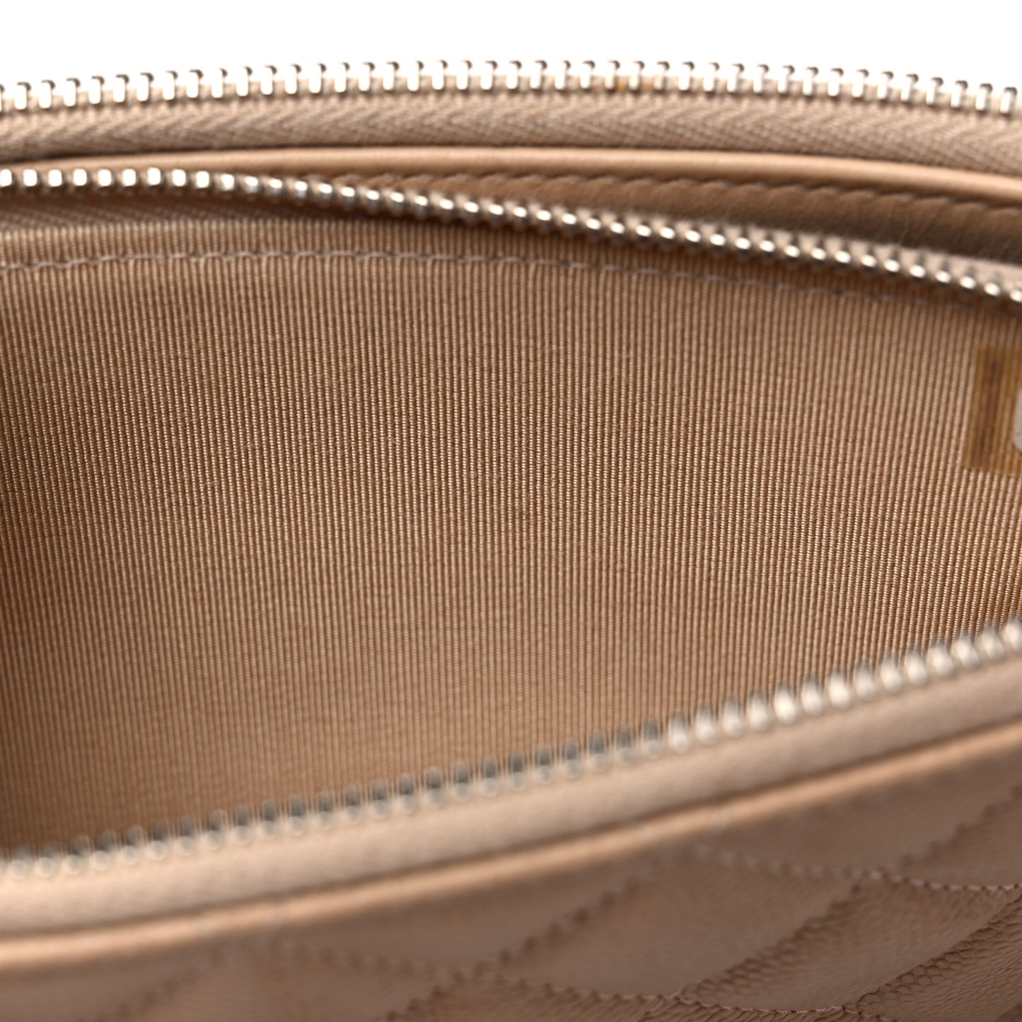 Caviar Quilted Small Clutch With Chain Beige