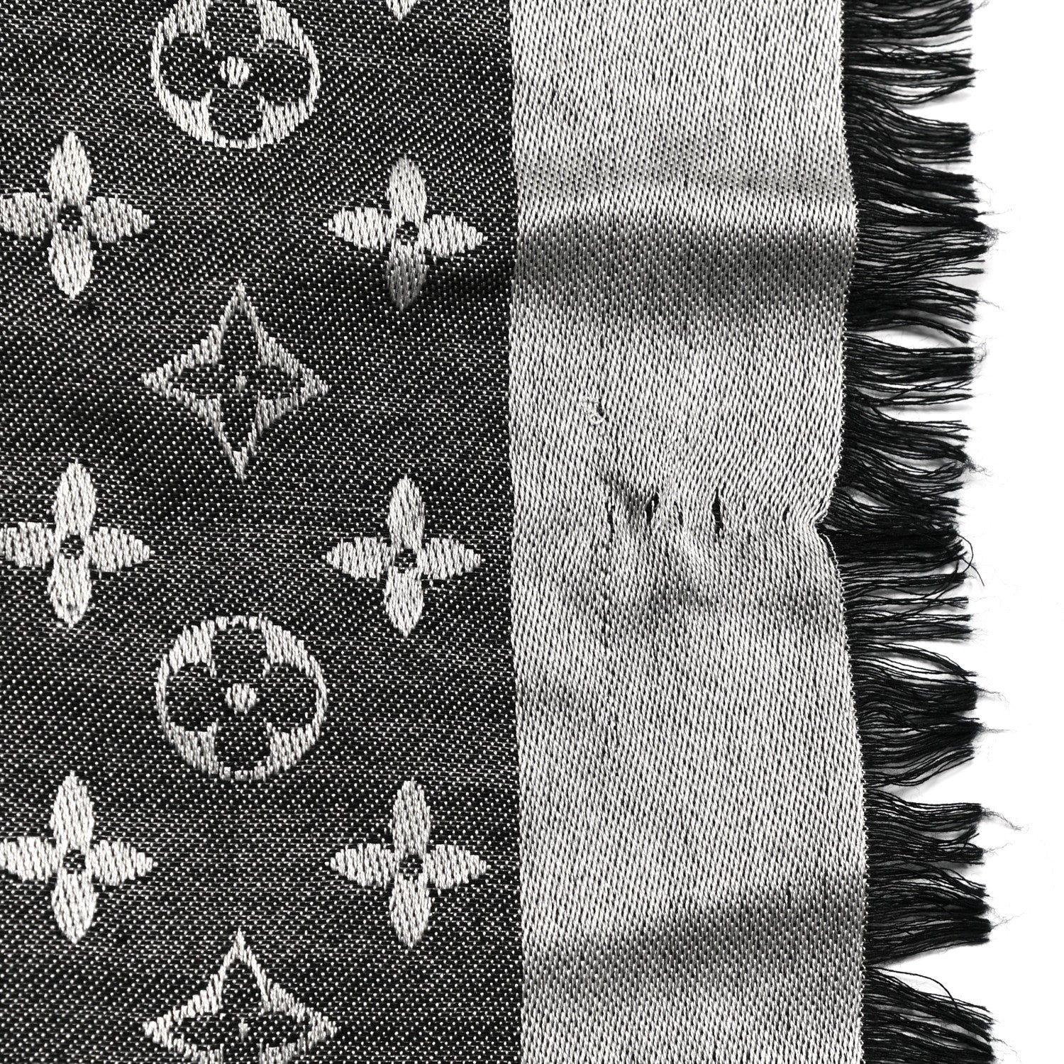 Louis Vuitton Silk Wool Monogram Denim Shawl Black 8 of 10