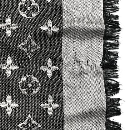 Louis Vuitton Silk Wool Monogram Denim Shawl Black 8 of 10
