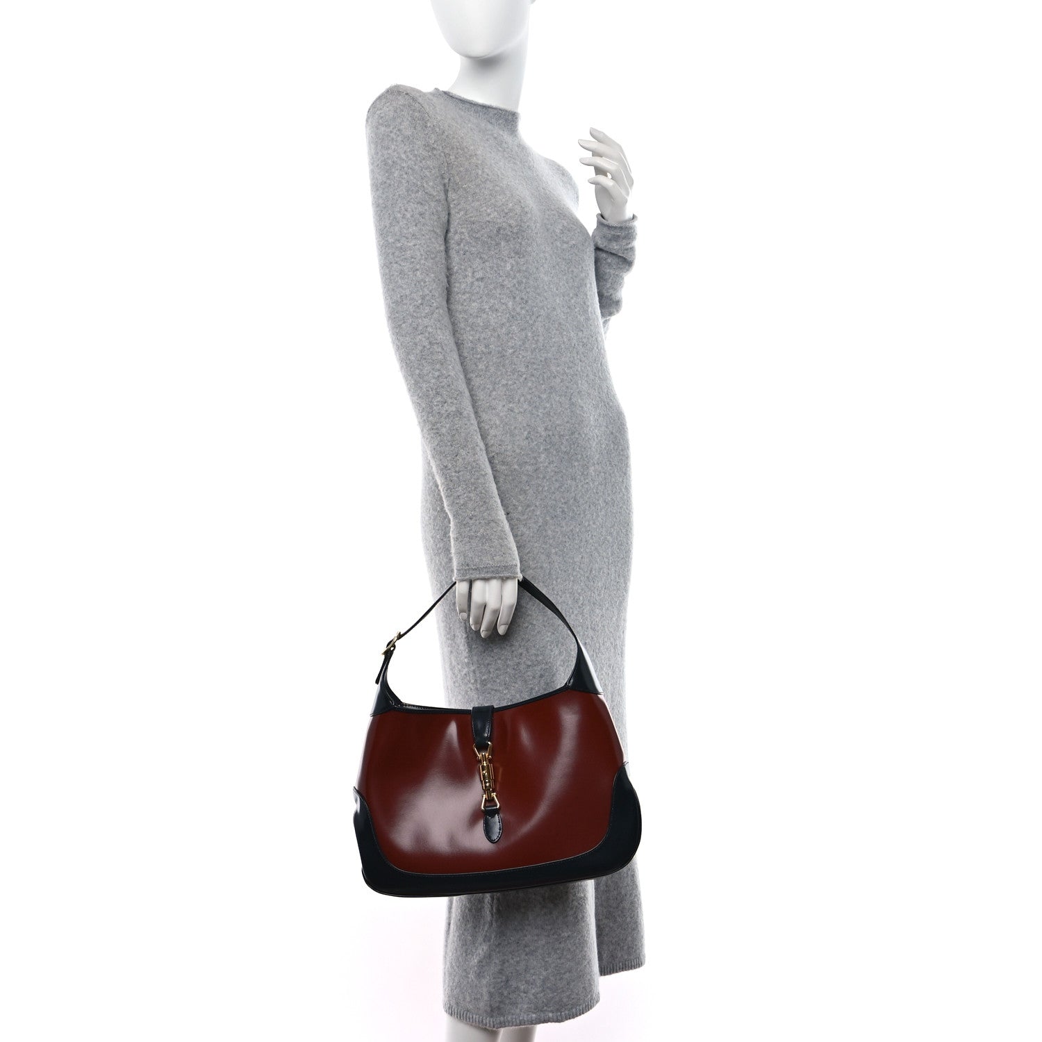 Gucci Boarded Dyana Lux Calfskin Bi-Color Medium Jackie 1961 Hobo Red Mineral Blue 2 of 10