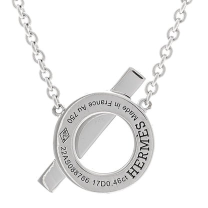 Hermes 18K White Gold Diamond Finesse Pendant Necklace 5 of 6